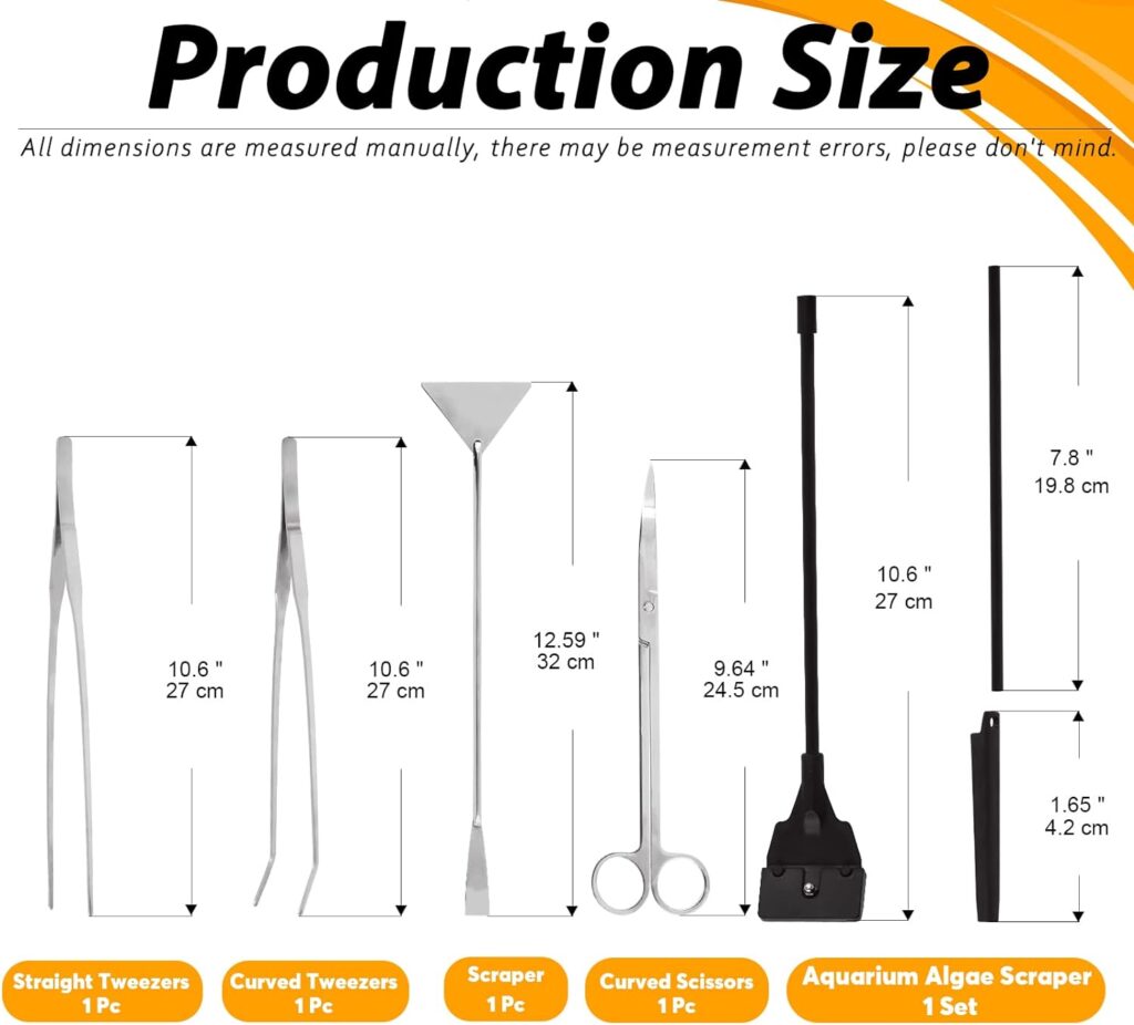 13Pcs Aquarium Aquascape Tools Kit Stainless Steel Aquarium Plant Tools Aquarium Tweezers Scissors Scraper Sand Spatula for Aquarium Tank Fish Tank
