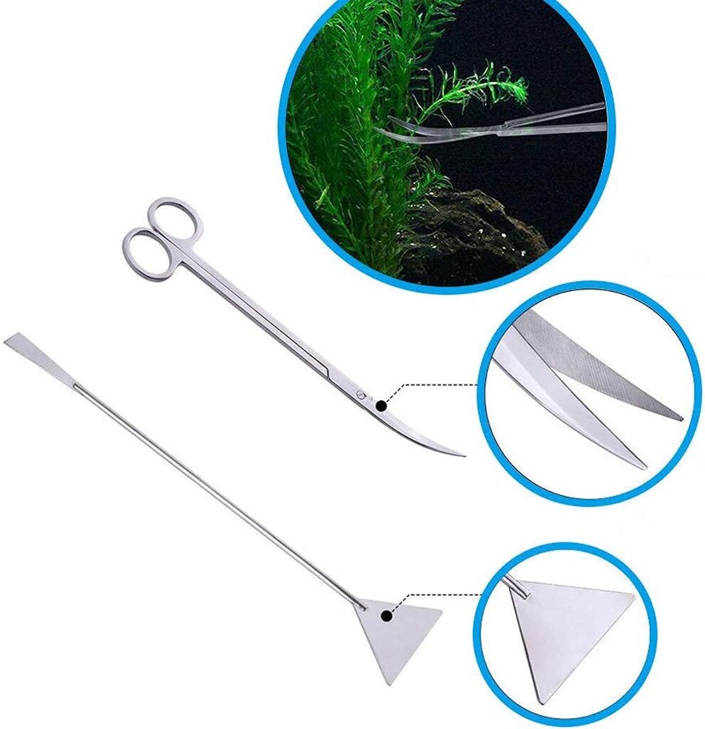 15in Aquascape Tools, 4 in 1 Long Aquarium Tweezers Scissors Spatula, Stainless Steel Aquatic Plants Aquascaping Tools Set for Fish Starter Kits, Aquariums Tank and Terrarium