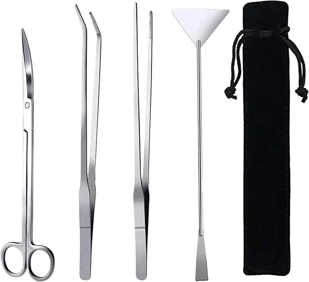 15in Aquascape Tools, 4 in 1 Long Aquarium Tweezers Scissors Spatula, Stainless Steel Aquatic Plants Aquascaping Tools Set for Fish Starter Kits, Aquariums Tank and Terrarium