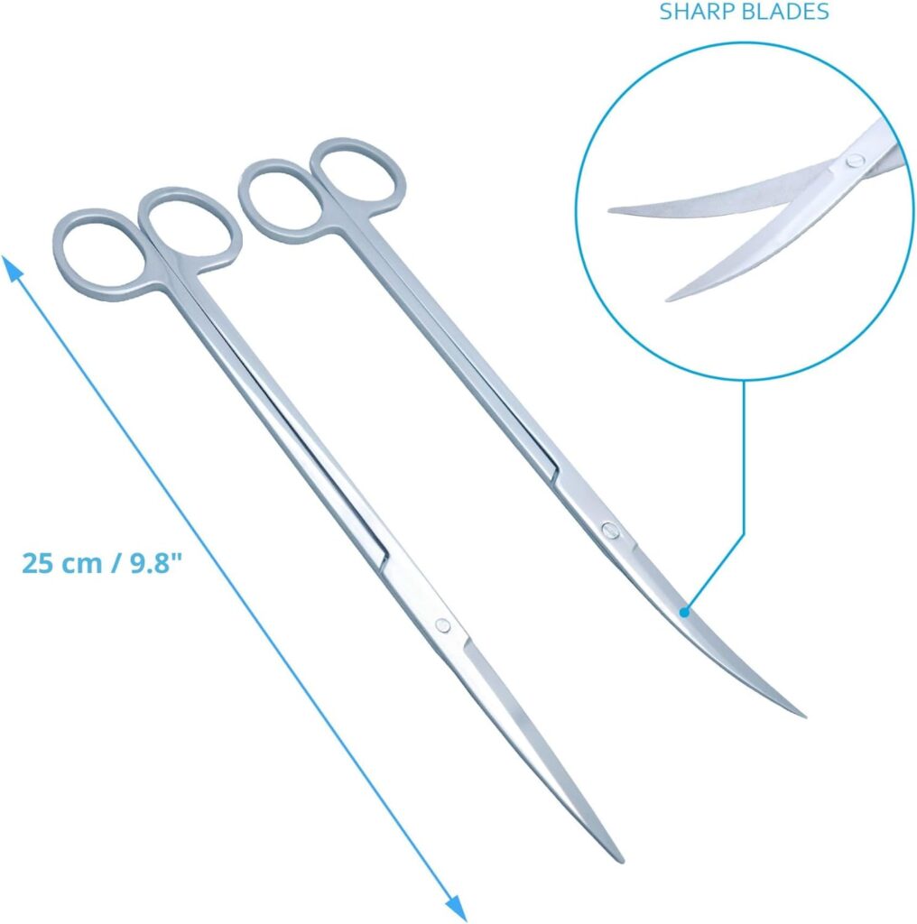 6Pcs Aquascape Tools, Terrarium Tools, Aquarium Kit with Stainless Steel Aquarium Tweezers Extra Long, Aquarium Scissors, Algae Scraper, and Spatula - Aquascaping Tools Set for Maintenance