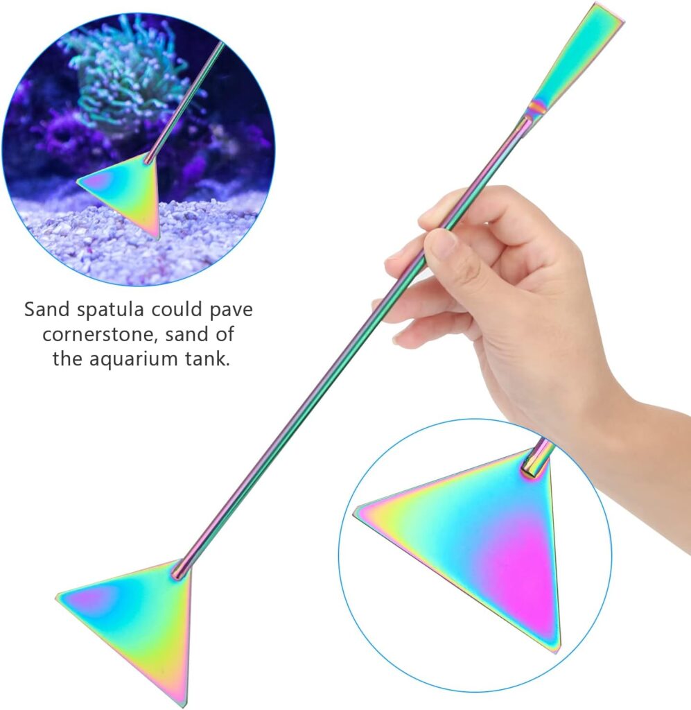 Aquarium Aquascape Tools Kit, 4 in 1 Anti-Rust Aquatic Plant Aquascaping Tool Stainless Steel Black Tweezers Scissors Spatula for Aquarium Tank Clean Fish Tank Aquascape Tools Sets (Black)