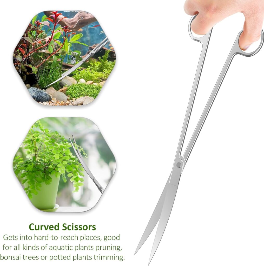 Aquascape Tools - 4PCS Premium Aquascaping Tools Kit, Durable Aquarium Tools Include Aquarium Scissors Tweezers and Algae Scraper, Terrarium Supplies for Fish Tank