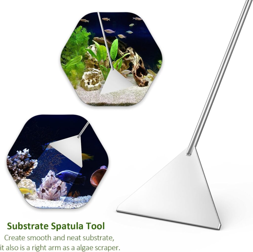 Aquascape Tools - 4PCS Premium Aquascaping Tools Kit, Durable Aquarium Tools Include Aquarium Scissors Tweezers and Algae Scraper, Terrarium Supplies for Fish Tank