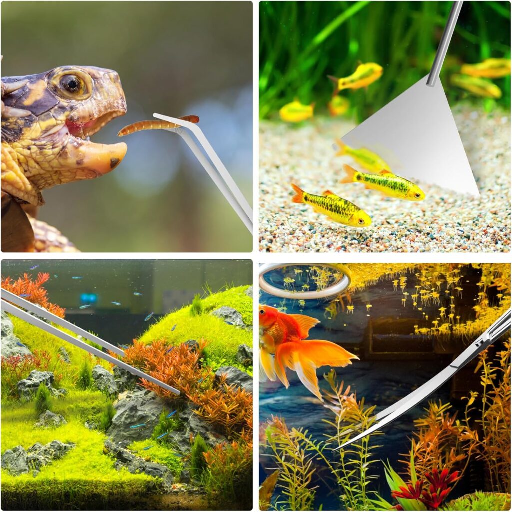 Aquascape Tools - 4PCS Premium Aquascaping Tools Kit, Durable Aquarium Tools Include Aquarium Scissors Tweezers and Algae Scraper, Terrarium Supplies for Fish Tank