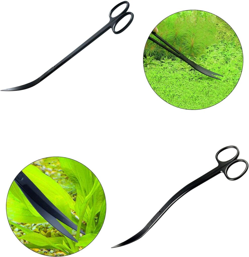 Aquascaping Tools 7 in 1 Kit Aquarium Plant Scissors Tools Set Curved  Waved Scissor Tweezers Spatula Stainless Steel Anti Rust Tools for Aquascape Black
