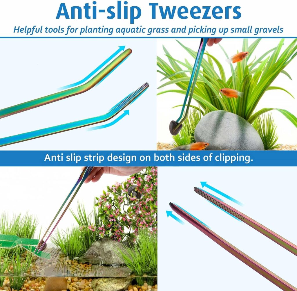 hygger Long Stainless Steel Premium Aquarium Tools, 4 PCS Aquatic Plant Tweezers Scissors Spatula Kits Comes with 1 Cleaning Cloth, for Fish Tank Starters hygger Long Stainless Steel Premium Aquarium Tools, 4 PCS Aquatic Plant Tweezers Scissors Spatula Kits Comes with 1 Cleaning Cloth, for Fish Tank Starters