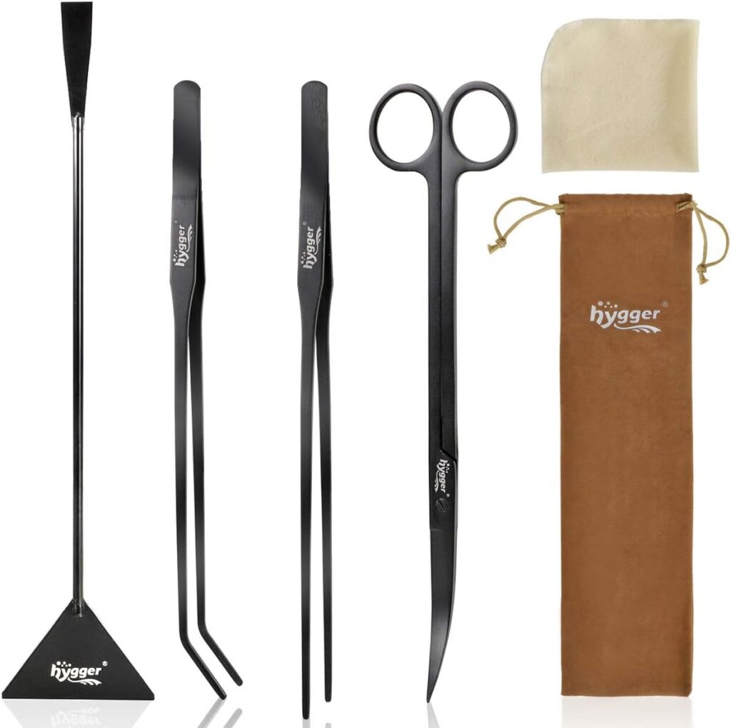hygger Long Stainless Steel Premium Aquarium Tools, 4 PCS Aquatic Plant Tweezers Scissors Spatula Kits Comes with 1 Cleaning Cloth, for Fish Tank Starters hygger Long Stainless Steel Premium Aquarium Tools, 4 PCS Aquatic Plant Tweezers Scissors Spatula Kits Comes with 1 Cleaning Cloth, for Fish Tank Starters