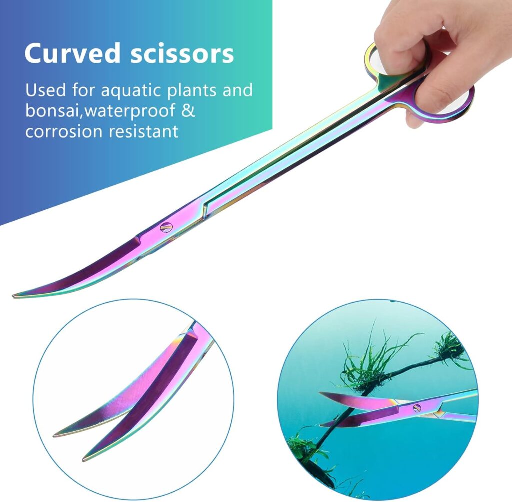 Quarium Aquascape Tools Kits, 4 in 1 Anti-Rust Aquatic Plant Aquascaping Tool Stainless Steel Black Tweezers Scissors Spatula for Aquarium Tank Clean Fish Tank Aquascape Tools Sets (Multicolor) Quarium Aquascape Tools Kits, 4 in 1 Anti-Rust Aquatic Plant Aquascaping Tool Stainless Steel Black Tweezers Scissors Spatula for Aquarium Tank Clean Fish Tank Aquascape Tools Sets (Multicolor)